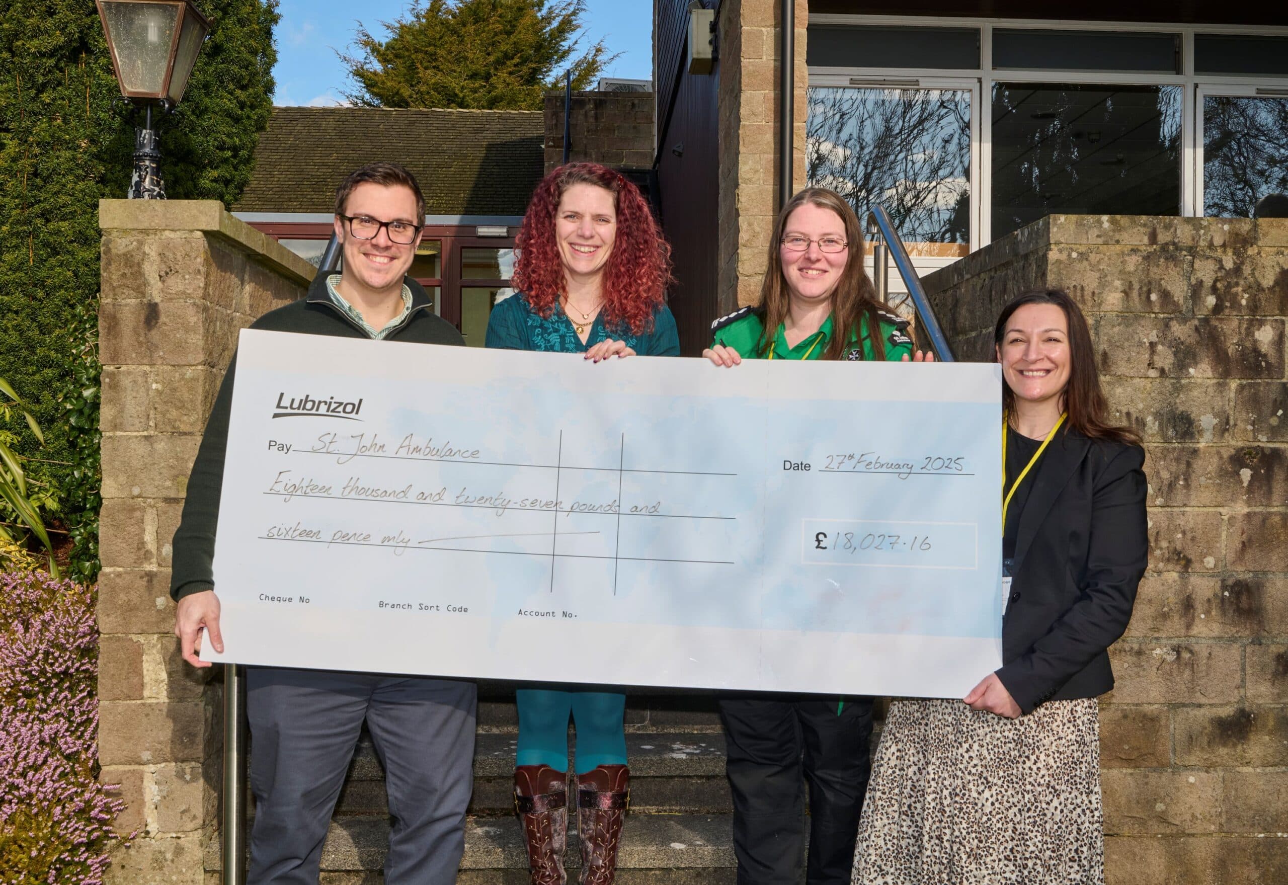 Manchester Workers Help Fund St John Ambulance Through Lubrizol’s £18K Donation Drive
